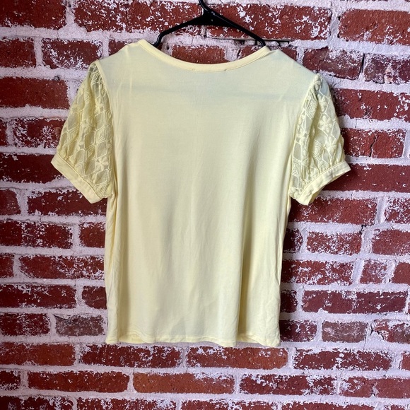Yellow Lace Sleeve Women's Blouse - Picture 5 of 5